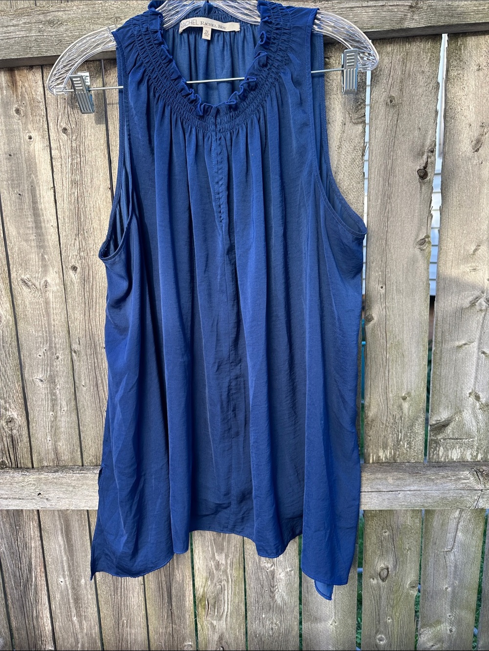 Rachel Rachel Roy Navy/Royal Blue Sleeveless Smocked Neck Top
